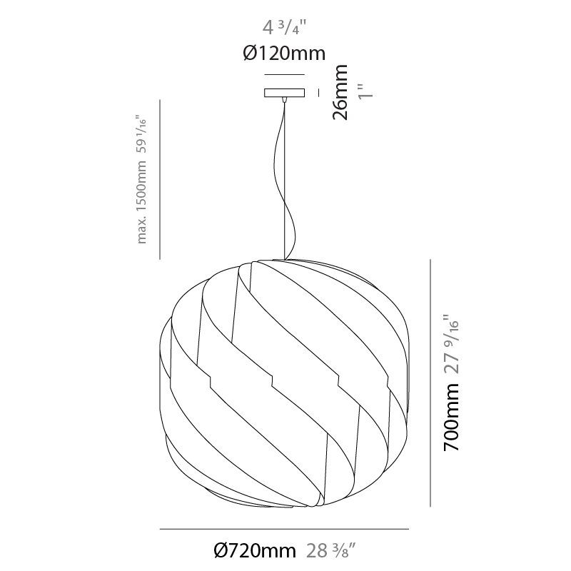 Globe by Linea Zero – 28 3/8″ x 27  9/16″ Suspension, Pendant offers quality European interior lighting design | Zaneen Design / Line art