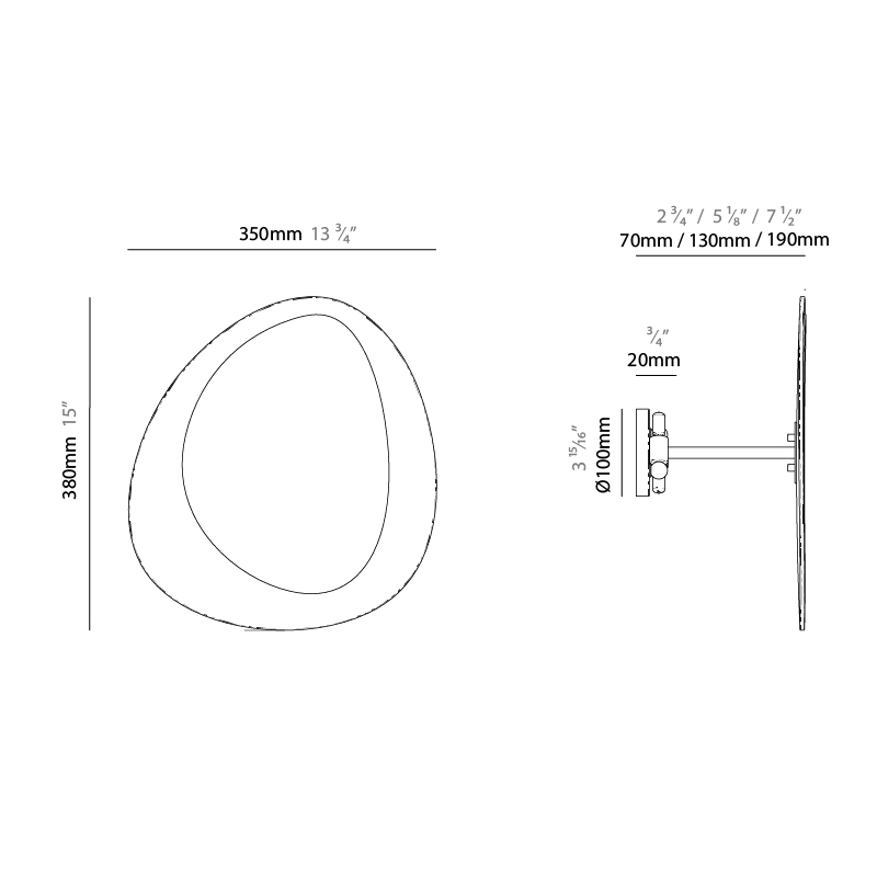 Glow by Artigia – 13 3/4″ x 15 3/4″ Surface, Wall Surface offers quality European interior lighting design | Zaneen Design / Line art