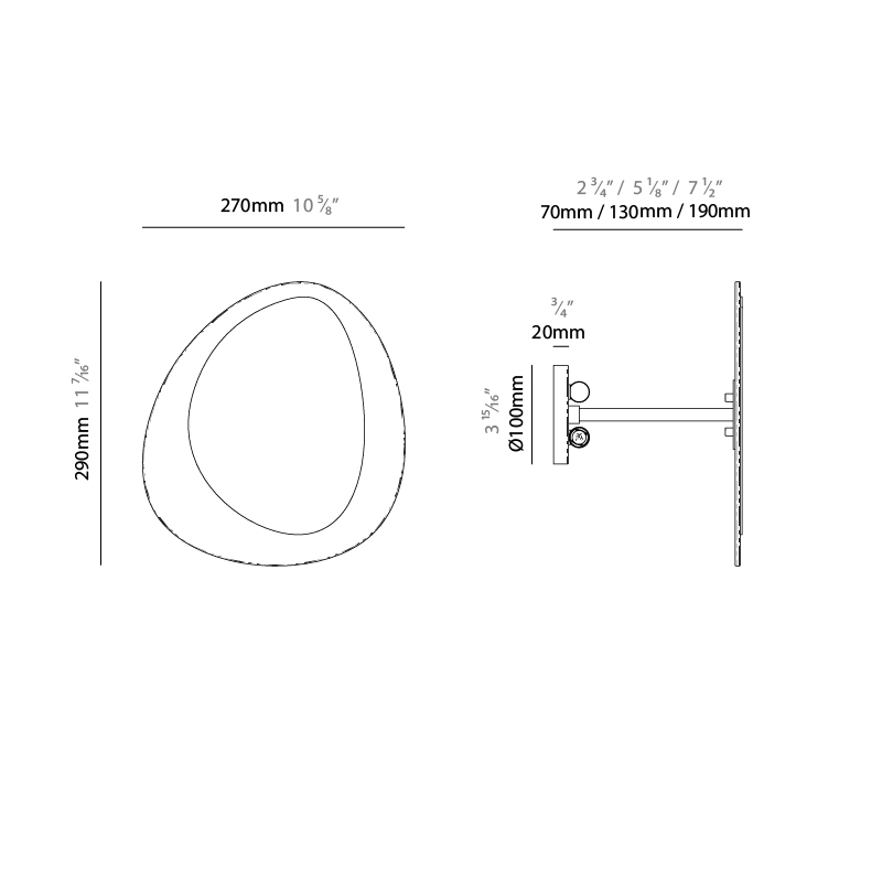 Glow by Artigia – 9 13/16″ x 11 13/16″ Surface, Wall Surface offers quality European interior lighting design | Zaneen Design / Line art