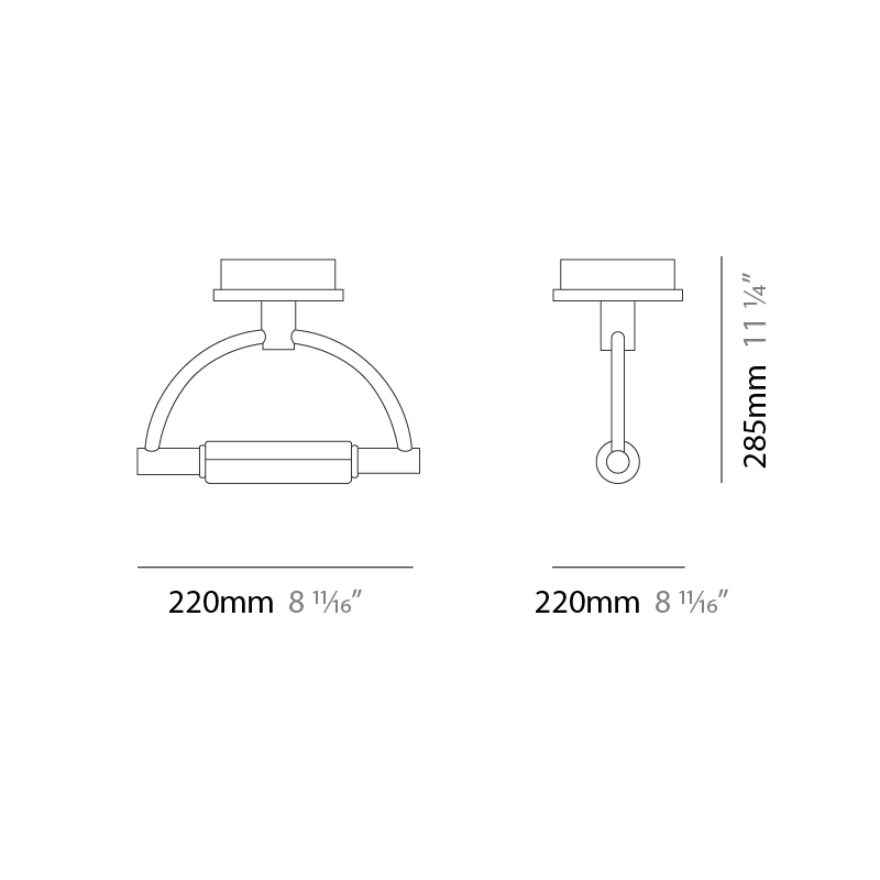 Gradimini by Cini & Nils – 8 11/16″ x 6 1/4″ Surface, Wall Surface offers quality European interior lighting design | Zaneen Design / Line art