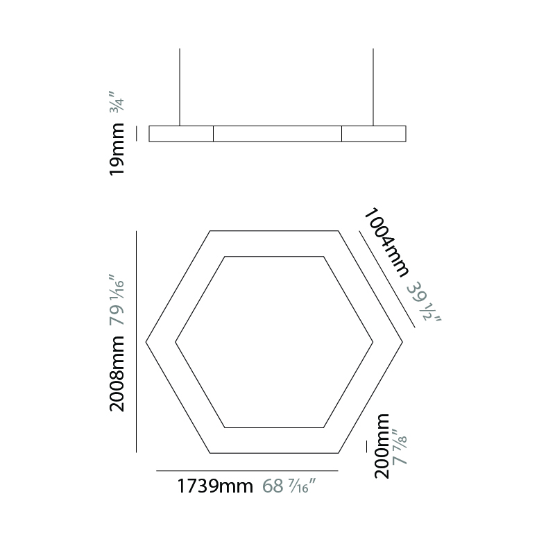 Infinite Honeycomb by Ivela – 79 1/16″ x 1 1/16″ Suspension, Panels offers LED lighting solutions | Zaneen Architectural / Line art