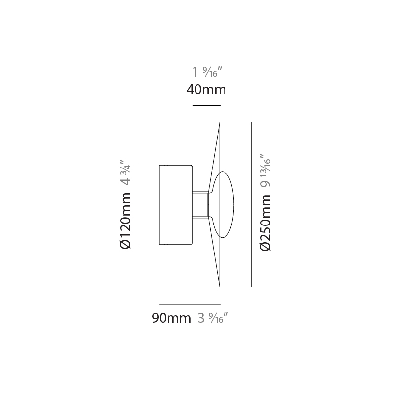 Hydra by Cangini & Tucci – 9 13/16″ x 3 9/16″ Surface, Wall Surface offers quality European interior lighting design | Zaneen Design / Line art