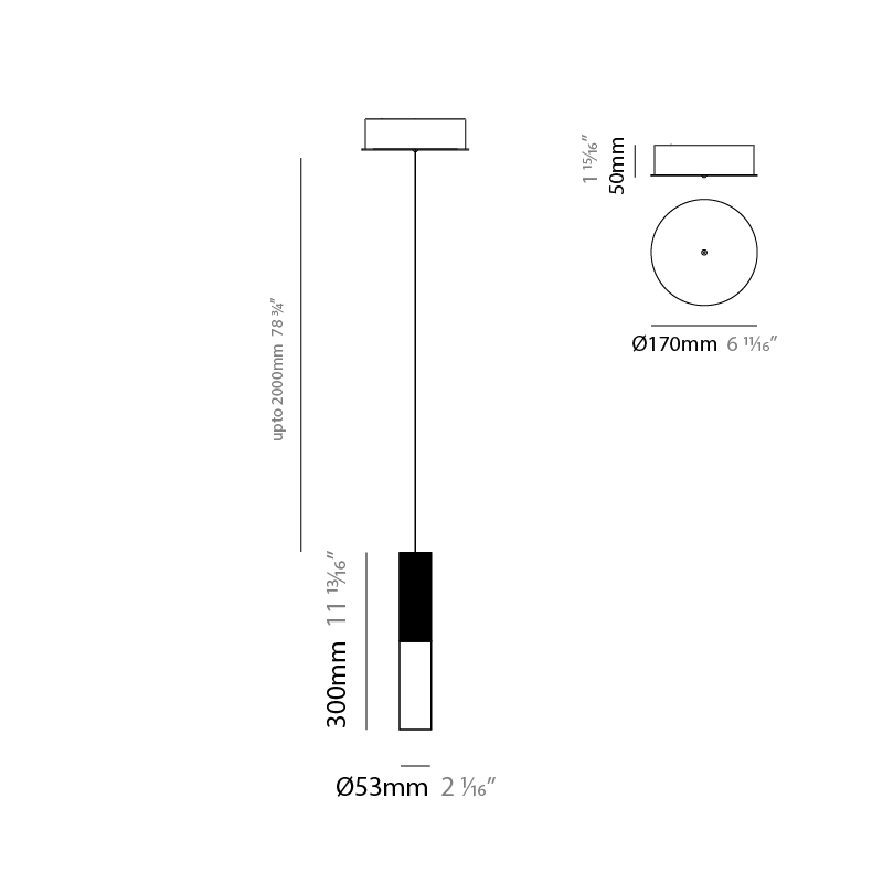 IO by Quasar – 2 1/16″ x 11 13/16″ Suspension, Pendant offers quality European interior lighting design | Zaneen Design