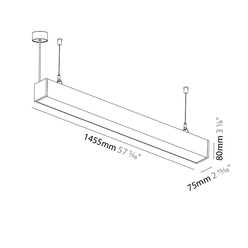 Idaho by Prolicht – 57 5/16″ x 3 1/8″ Suspension, Profile offers LED lighting solutions | Zaneen Architectural / Line art
