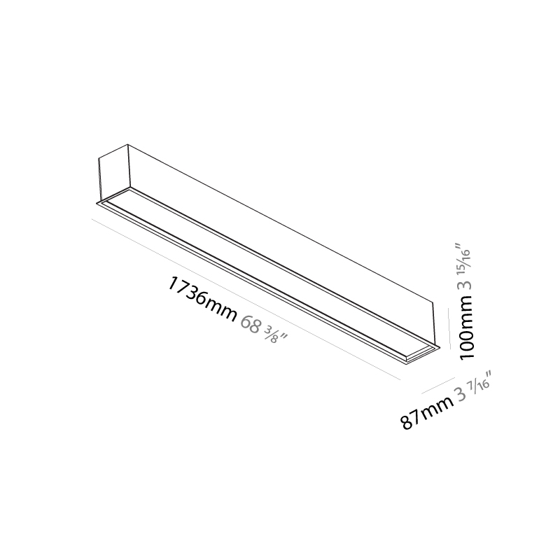 Idaho by Prolicht – 68 3/8″ x 3 15/16″ Recessed, Profile offers LED lighting solutions | Zaneen Architectural / Line art
