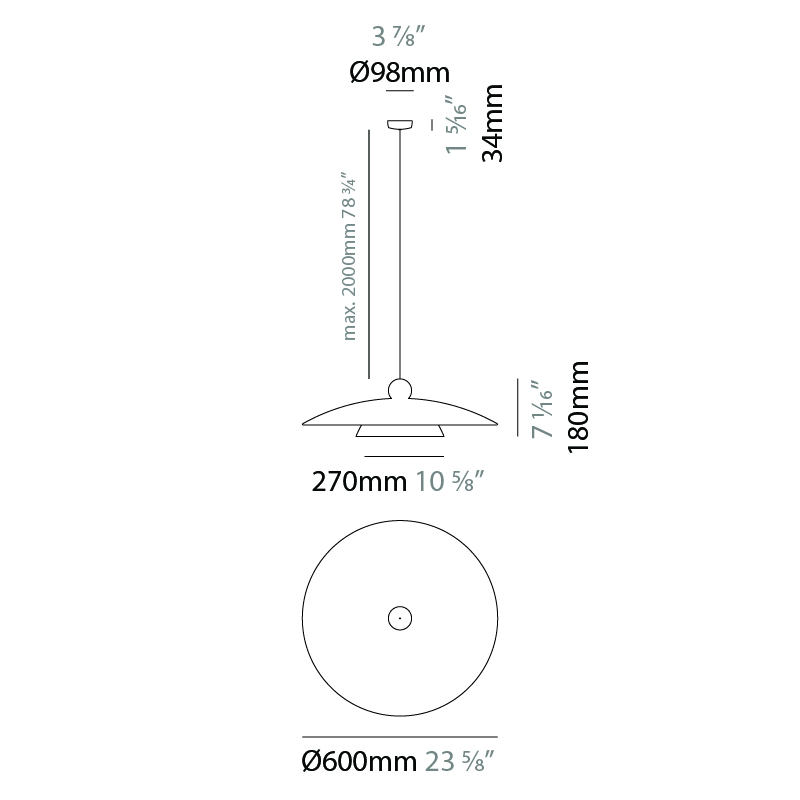 Illa by Ole – 23 5/8″ x 7 1/16″ Suspension, Pendant offers quality European interior lighting design | Zaneen Design / Line art
