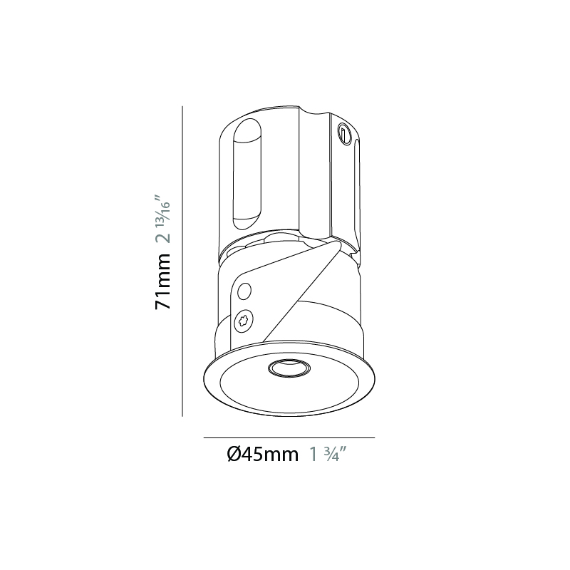 Invader Micro-Dot by Prolicht – 1 9/16″ x 2 13/16″ Recessed, Downlight offers LED lighting solutions | Zaneen Architectural / Line art