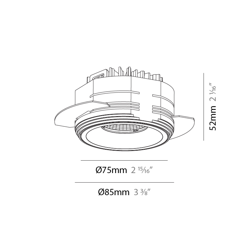Invader Compact by Prolicht – 2 15/16″ x 2 1/16″ Trimless, Downlight offers LED lighting solutions | Zaneen Architectural / Line art