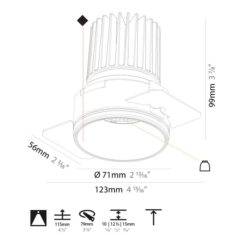 Invader by Prolicht – 2 13/16″ x 3 7/8″ Trimless, Downlight offers LED lighting solutions | Zaneen Architectural / Line art