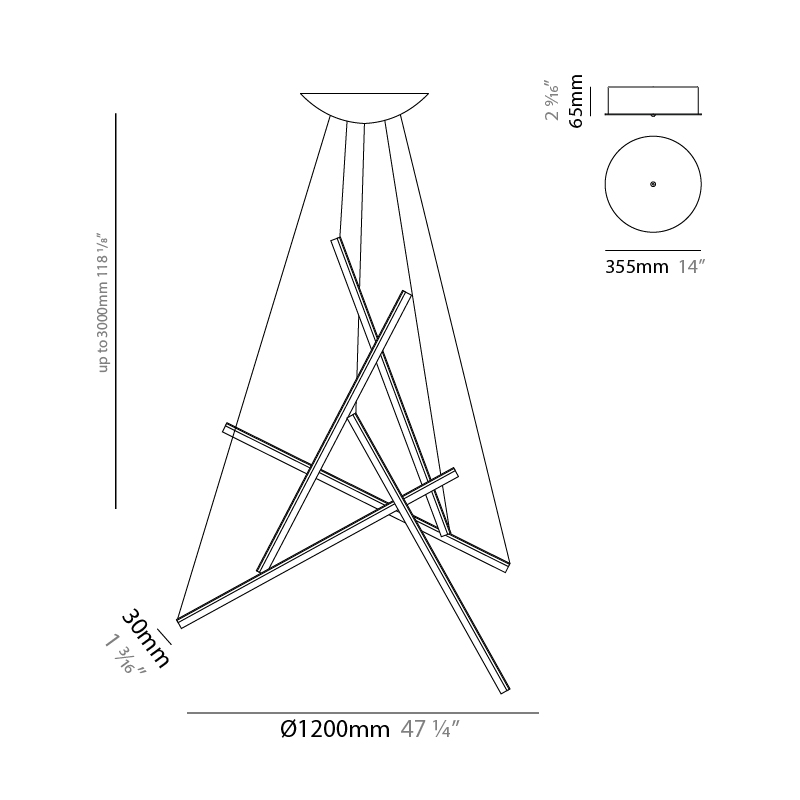 Ixion by Quasar – 45 1/4″ x 1 3/16″ Suspension, Pendant offers quality European interior lighting design | Zaneen Design / Line art