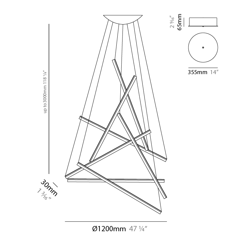 Ixion by Quasar – 47 1/4″ x 1 3/16″ Suspension, Pendant offers quality European interior lighting design | Zaneen Design / Line art