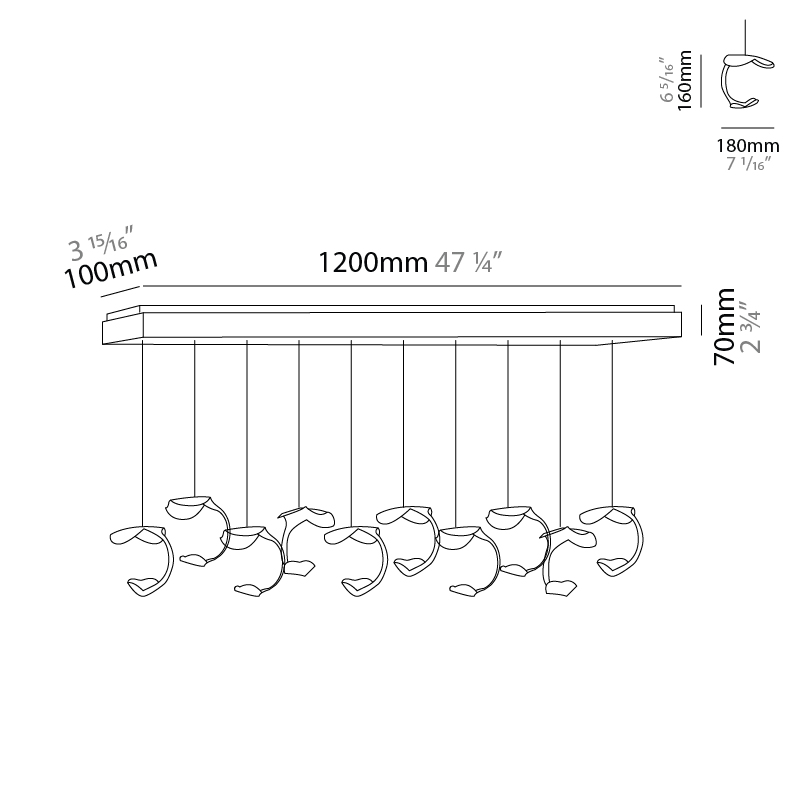 Le Gigine by Knikerboker – 37 7/16″ Suspension, Pendant offers quality European interior lighting design | Zaneen Design / Line art
