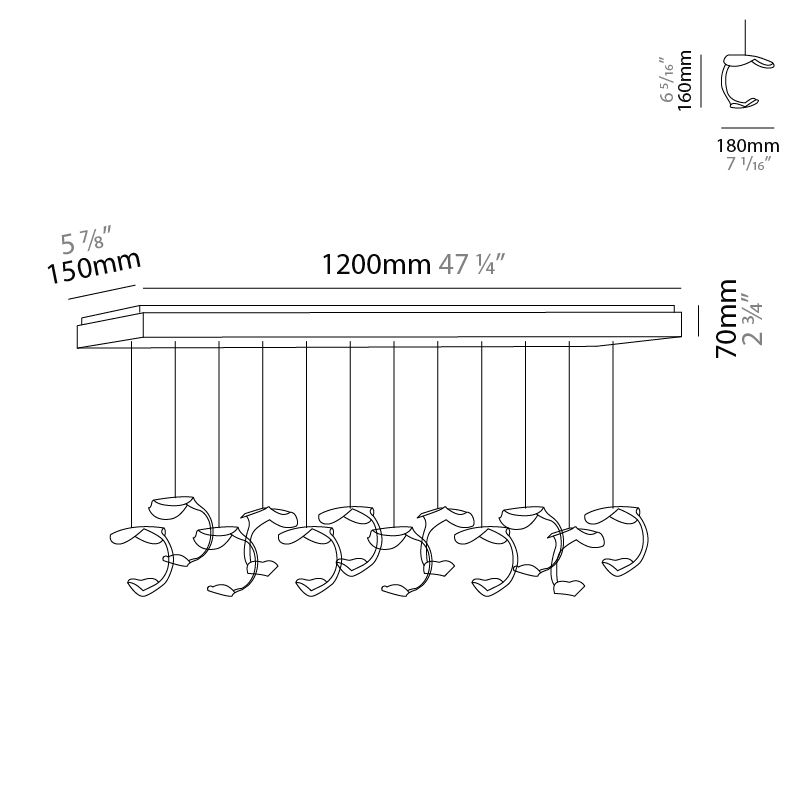 Le Gigine by Knikerboker – 37 7/16″ Suspension, Pendant offers quality European interior lighting design | Zaneen Design / Line art