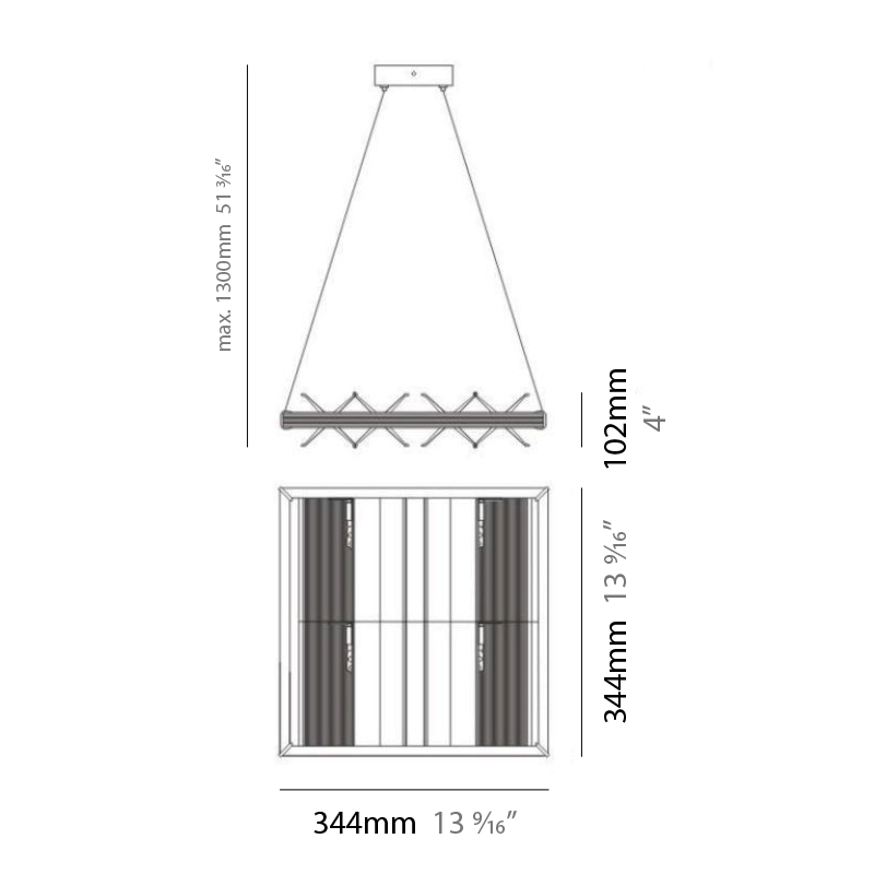 Loft by Milan – 13 1/2″ x 51″ Suspension, Pendant offers quality European interior lighting design | Zaneen Design