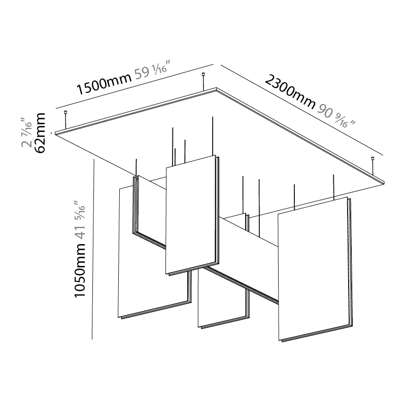 Lullaby by Prolicht – 90 9/16″ x 41 5/16″ Suspension, Acoustic offers LED lighting solutions | Zaneen Architectural / Line art