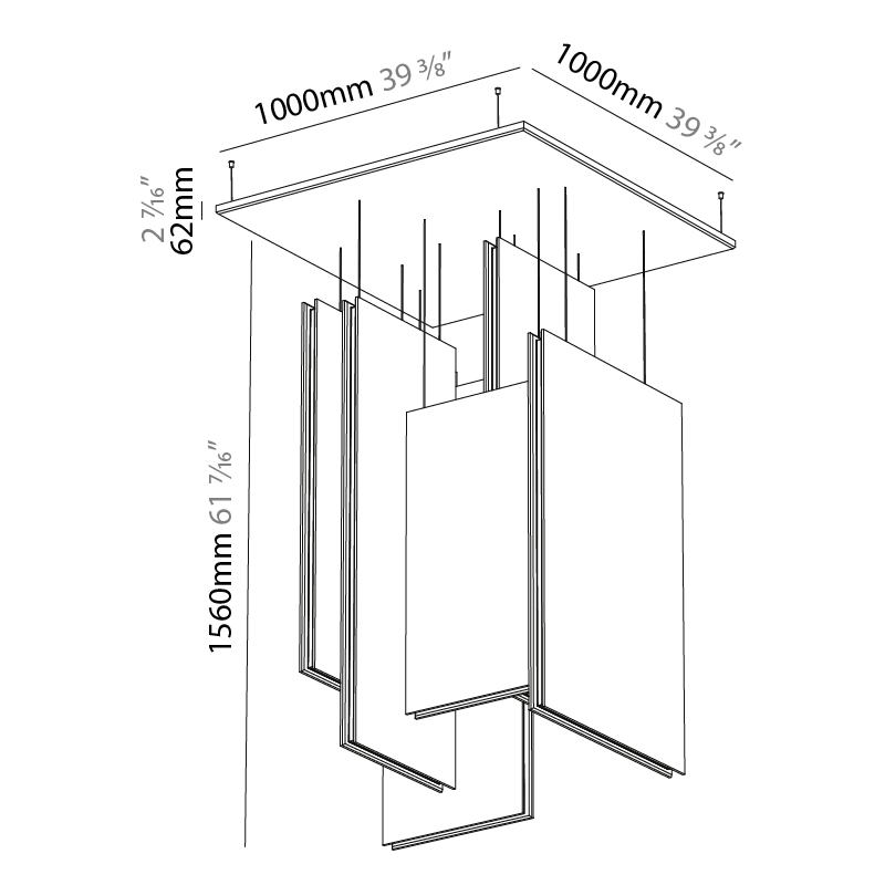 Lullaby by Prolicht – 39 3/8″ x 61 7/16″ Suspension, Acoustic offers LED lighting solutions | Zaneen Architectural / Line art