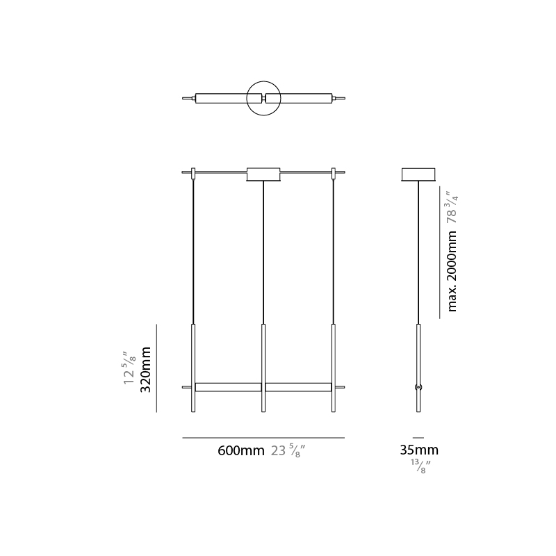 Matrix by Quasar – 43 5/16″ x 12 5/8″ Suspension, Pendant offers quality European interior lighting design | Zaneen Design / Line art