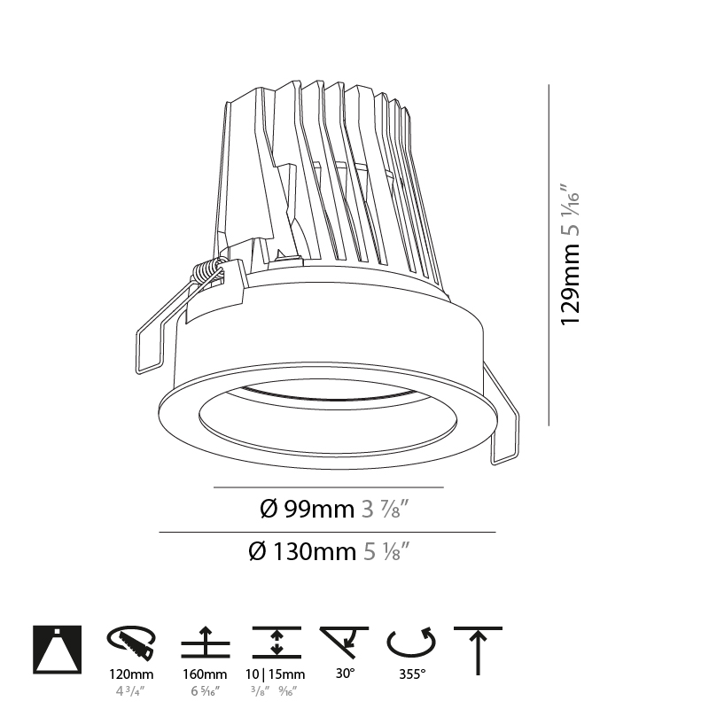 Mechaniq Round Comfort by Prolicht – 5 1/8″ x 5 1/16″ Recessed, Downlight offers LED lighting solutions | Zaneen Architectural / Line art