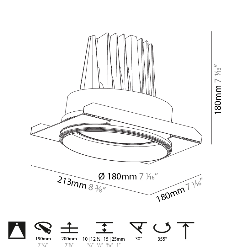 Mechaniq Round Comfort by Prolicht – 7 1/16″ x 7 1/16″ Trimless, Downlight offers LED lighting solutions | Zaneen Architectural / Line art