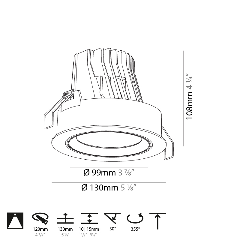 Mechaniq Round by Prolicht – 5 1/8″ x 4 1/4″ Recessed, Downlight offers LED lighting solutions | Zaneen Architectural / Line art
