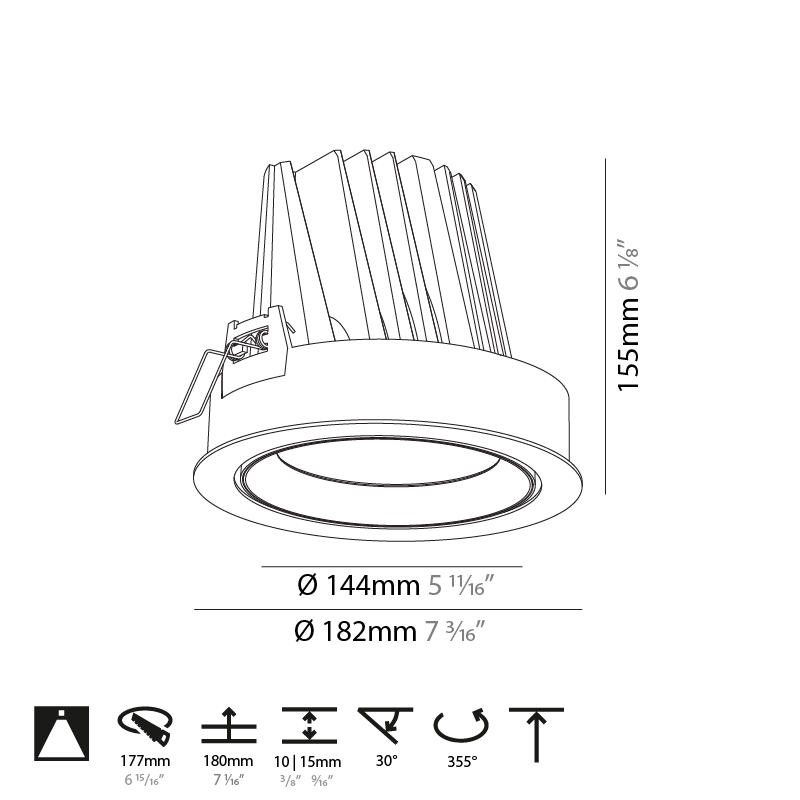 Mechaniq Round by Prolicht – 7 3/16″ x 6 1/8″ Recessed, Downlight offers LED lighting solutions | Zaneen Architectural