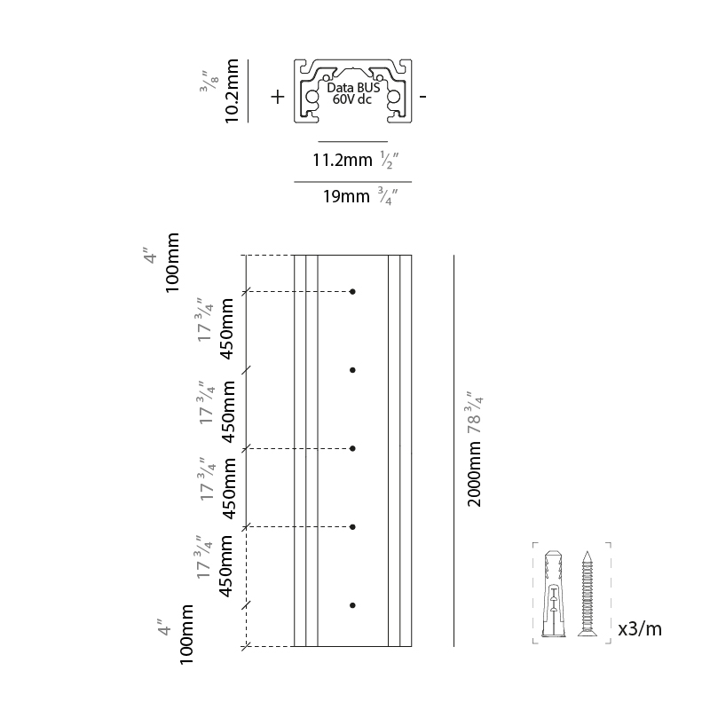  by Prolicht – 96″ x 3/4″ Track,  offers LED lighting solutions | Zaneen Architectural