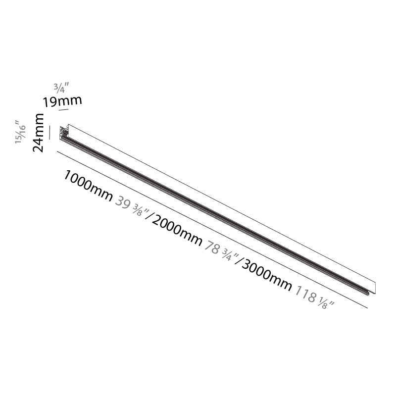 Minimal Track by Prolicht – 39 3/8 / 78 3/4 / 118 1/8″ x 15/16″ Suspension, Profile offers LED lighting solutions | Zaneen Architectural