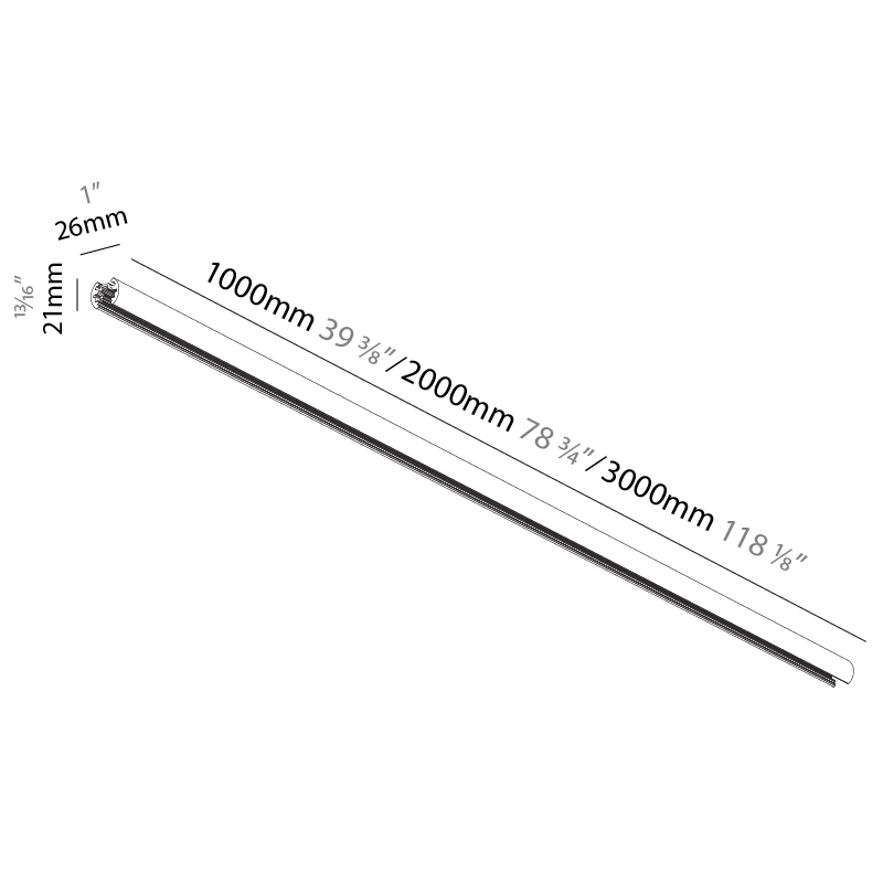 Minimal Track by Prolicht – 39 3/8 / 78 3/4 / 118 1/8″ x 3/8″ Suspension, Profile offers LED lighting solutions | Zaneen Architectural