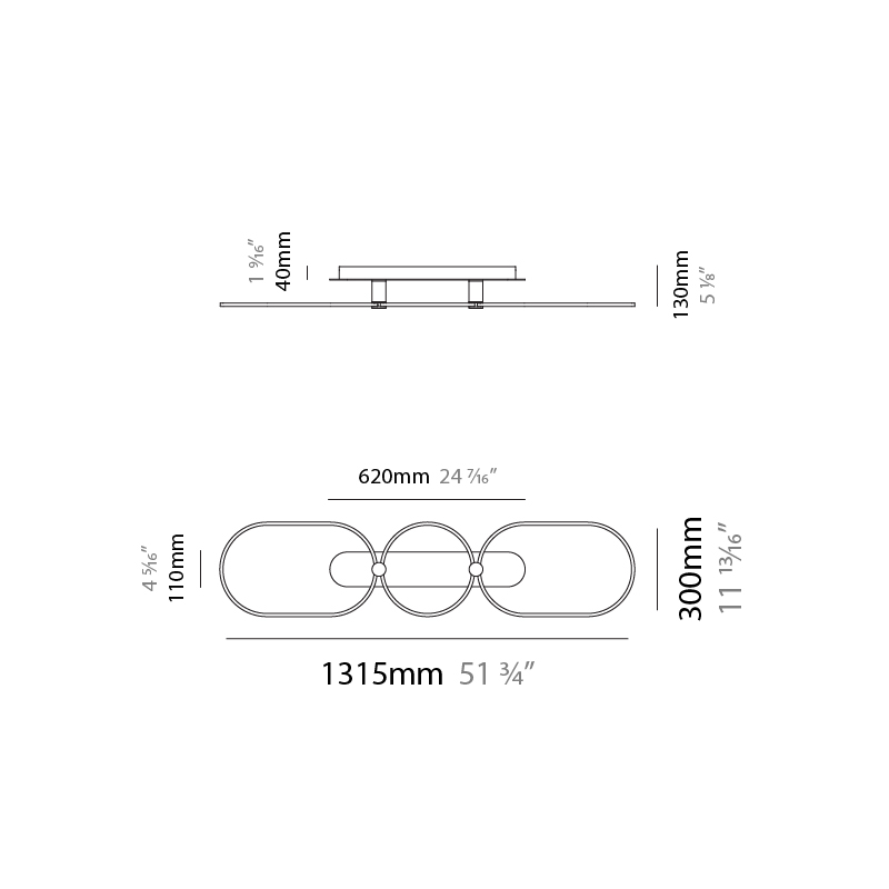 NoName by Icone – 51 3/4″ x 1 3/16″ Surface, Ceiling Surface offers quality European interior lighting design | Zaneen Design