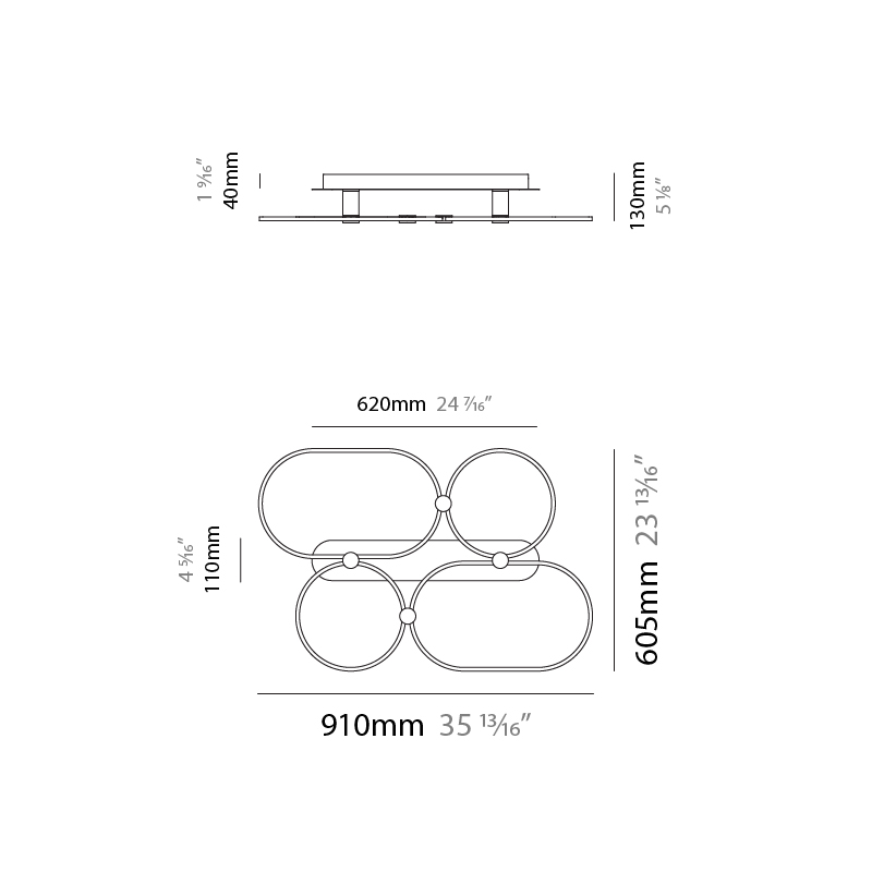 NoName by Icone – 35 13/16″ x 1 3/16″ Surface, Ceiling Surface offers quality European interior lighting design | Zaneen Design / Line art