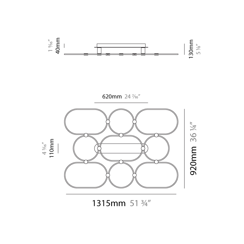 NoName by Icone – 51 3/4″ x 1 3/16″ Surface, Ceiling Surface offers quality European interior lighting design | Zaneen Design