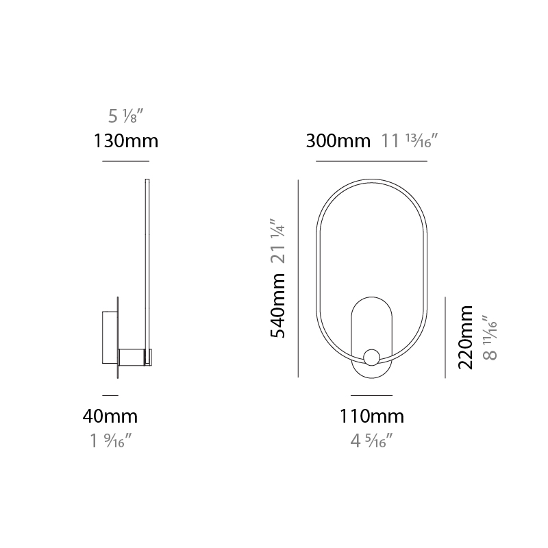 NoName by Icone – 11 13/16″ x 21 1/4″ Surface, Wall Surface offers quality European interior lighting design | Zaneen Design / Line art