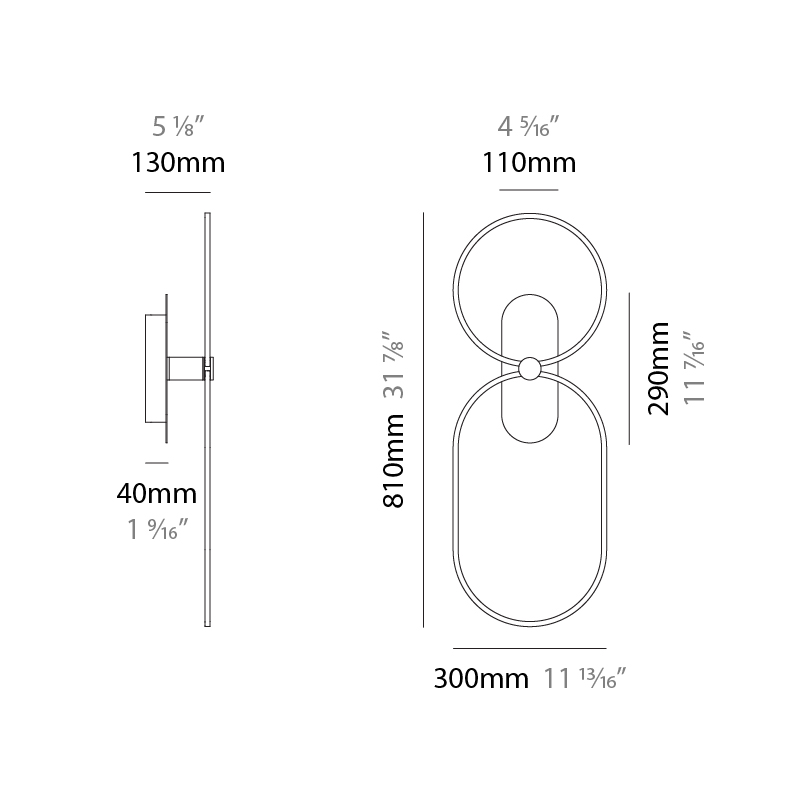 NoName by Icone – 11 13/16″ x 31 7/8″ Surface, Wall Surface offers quality European interior lighting design | Zaneen Design / Line art