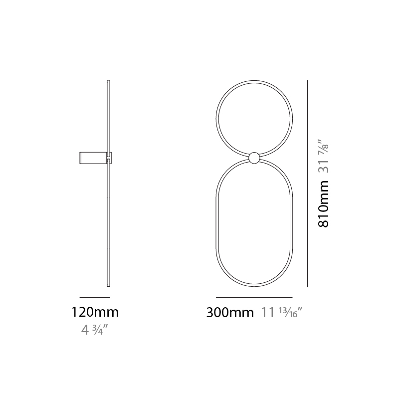 NoName by Icone – 11 13/16″ x 31 7/8″ Surface, Wall Surface offers quality European interior lighting design | Zaneen Design / Line art