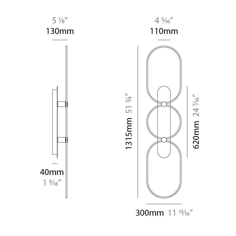 NoName by Icone – 11 13/16″ x 51 3/4″ Surface, Wall Surface offers quality European interior lighting design | Zaneen Design