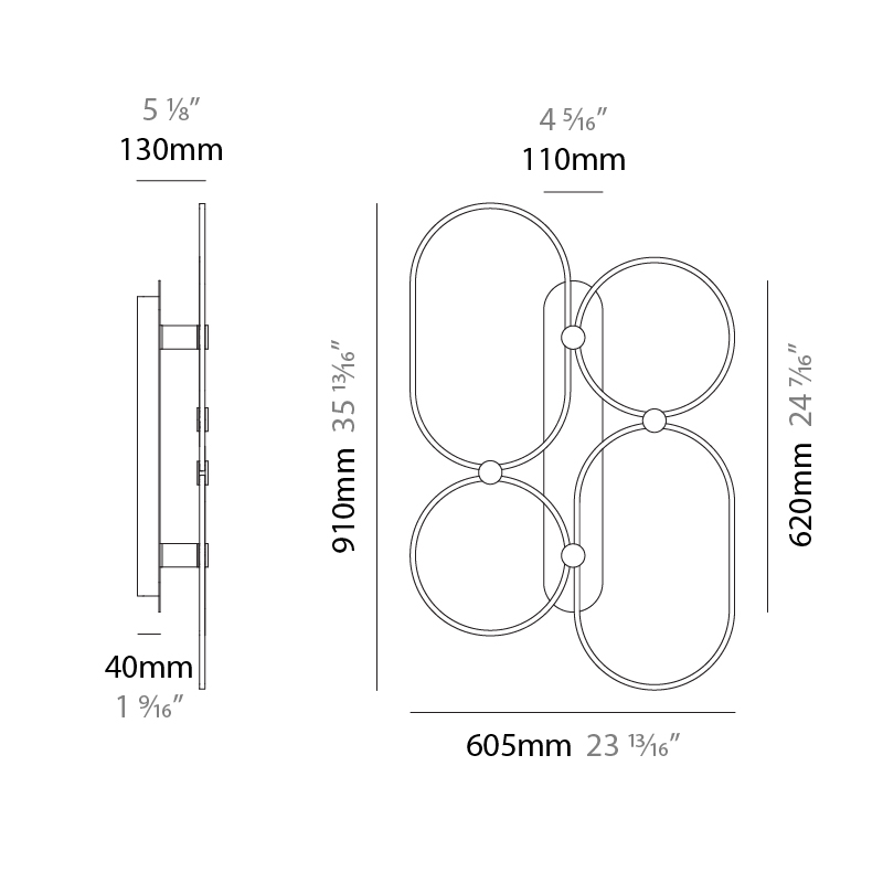 NoName by Icone – 23 13/16″ x 35 13/16″ Surface, Wall Surface offers quality European interior lighting design | Zaneen Design / Line art