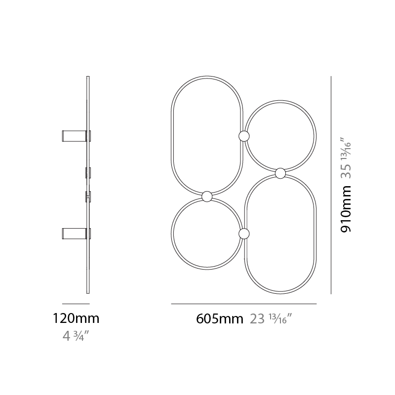NoName by Icone – 23 13/16″ x 35 13/16″ Surface, Wall Surface offers quality European interior lighting design | Zaneen Design / Line art