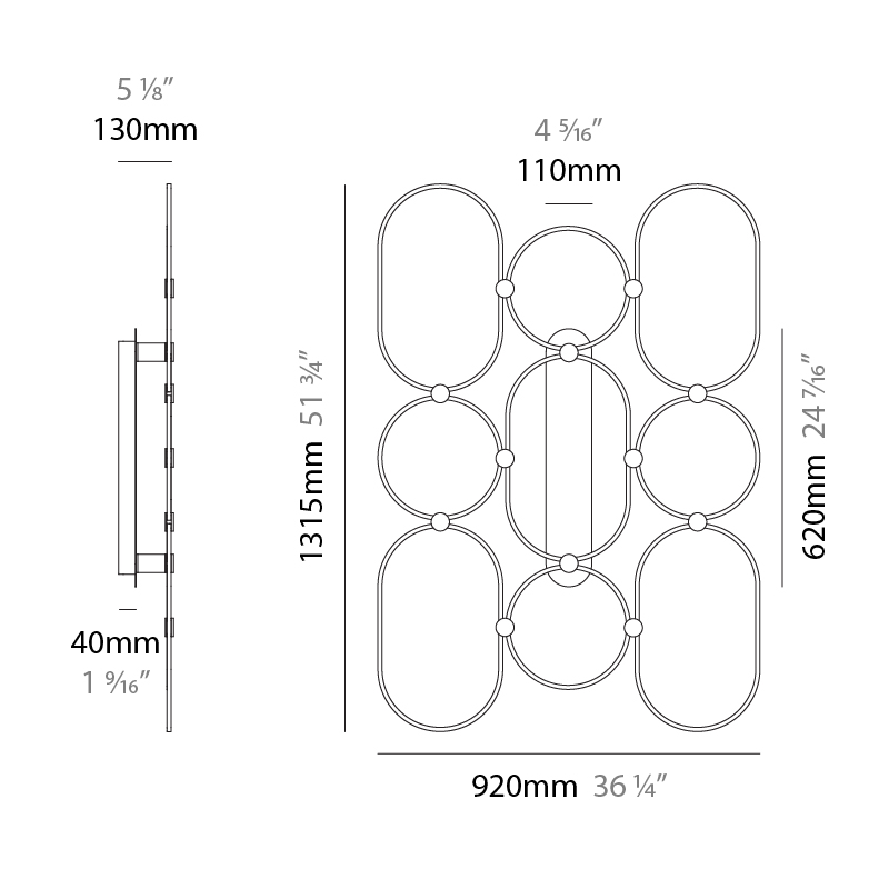 NoName by Icone – 36 1/4″ x 51 3/4″ Surface, Wall Surface offers quality European interior lighting design | Zaneen Design