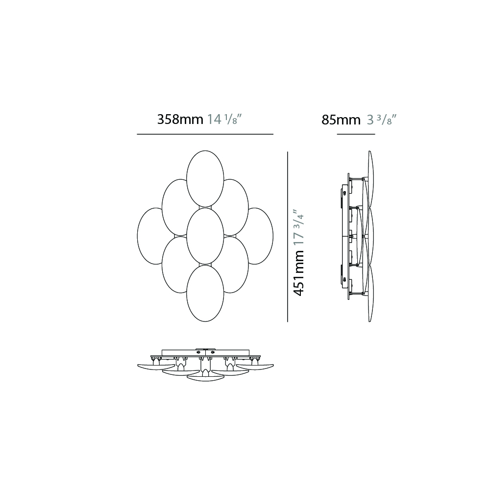 Obolo by Milan – 17 3/4″ x 3 3/8″ Surface, Wall Effect offers quality European interior lighting design | Zaneen Design