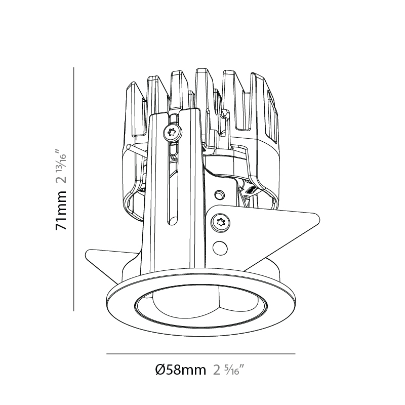 Oiko Pro Slim by Prolicht – 2 5/16″ x 2 13/16″ Recessed, Downlight offers LED lighting solutions | Zaneen Architectural / Line art