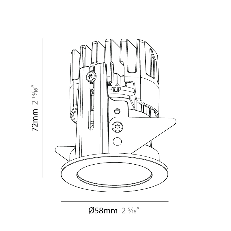 Oiko Pro Slim by Prolicht – 2 5/16″ x 2 13/16″ Recessed, Downlight offers LED lighting solutions | Zaneen Architectural / Line art