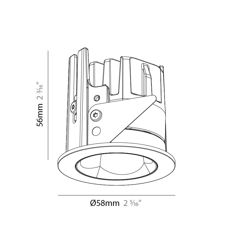 Oiko Pro Slim by Prolicht – 2 5/16″ x 2 3/16″ Recessed, Downlight offers LED lighting solutions | Zaneen Architectural / Line art