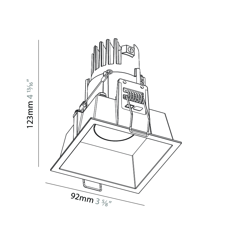 Oiko Pro Square Comfort by Prolicht – 2 15/16″ x 4 13/16″ Recessed, Downlight offers LED lighting solutions | Zaneen Architectural / Line art