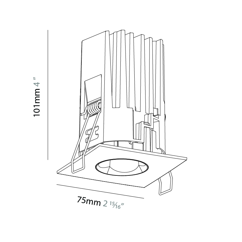 Oiko Pro Square by Prolicht – 2 15/16″ x 4″ Recessed, Downlight offers LED lighting solutions | Zaneen Architectural / Line art