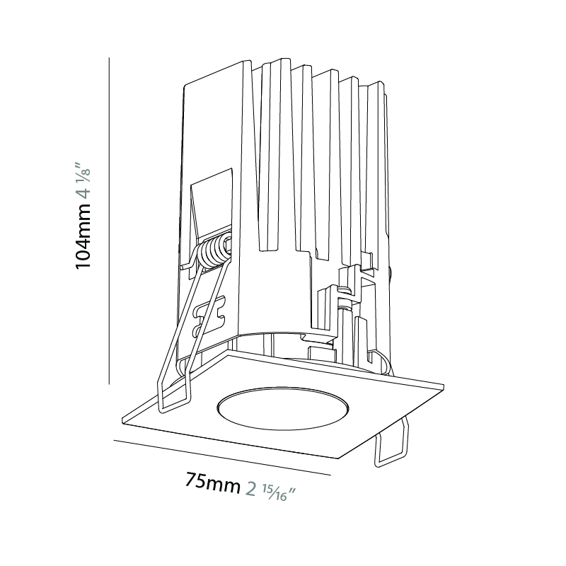 Oiko Pro Square by Prolicht – 2 15/16″ x 4 1/8″ Recessed, Downlight offers LED lighting solutions | Zaneen Architectural / Line art