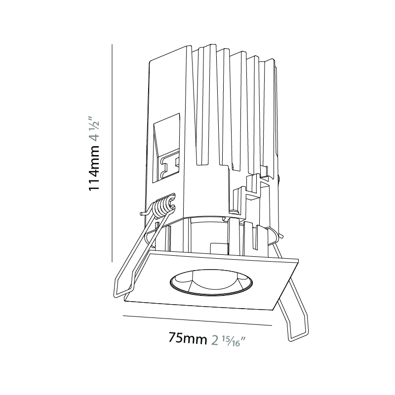 Oiko Pro Square by Prolicht – 2 15/16″ x 4 1/2″ Recessed, Downlight offers LED lighting solutions | Zaneen Architectural / Line art