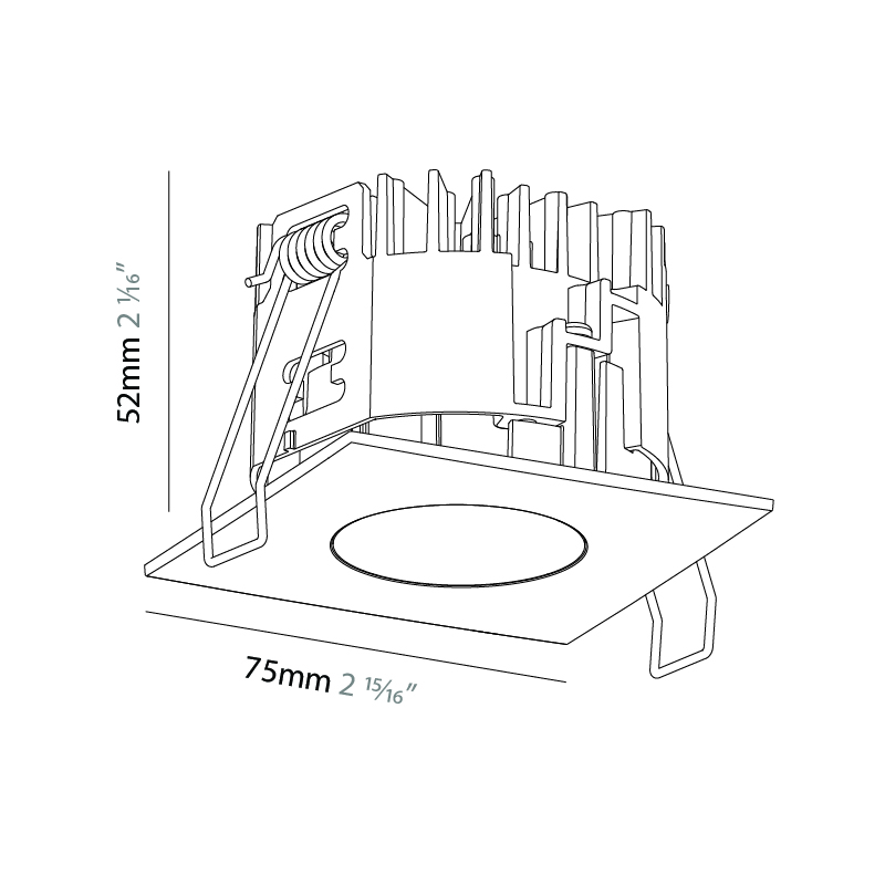 Oiko Pro Square by Prolicht – 2 15/16″ x 2″ Recessed, Downlight offers LED lighting solutions | Zaneen Architectural / Line art