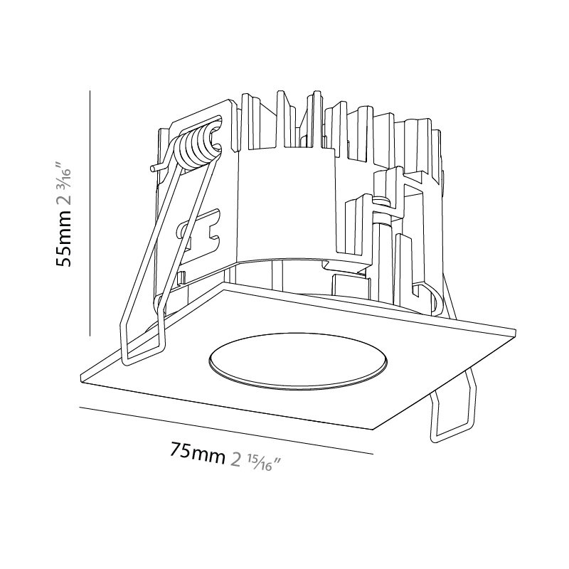 Oiko Pro Square by Prolicht – 2 15/16″ x 2 1/6″ Recessed, Downlight offers LED lighting solutions | Zaneen Architectural / Line art