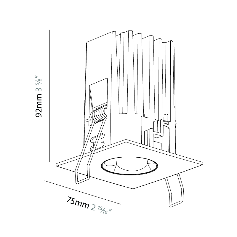 Oiko Pro Square by Prolicht – 2 15/16″ x 3 5/8″ Recessed, Downlight offers LED lighting solutions | Zaneen Architectural / Line art