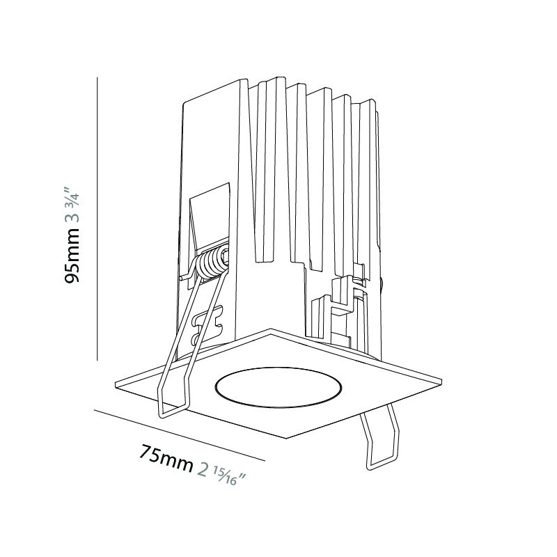 Oiko Pro Square by Prolicht – 2 15/16″ x 3 3/4″ Recessed, Downlight offers LED lighting solutions | Zaneen Architectural / Line art